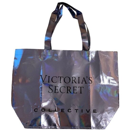 Victoria’s Secret Purple Holographic Iridescent Double Handle Tote Bag - Picture 1 of 10
